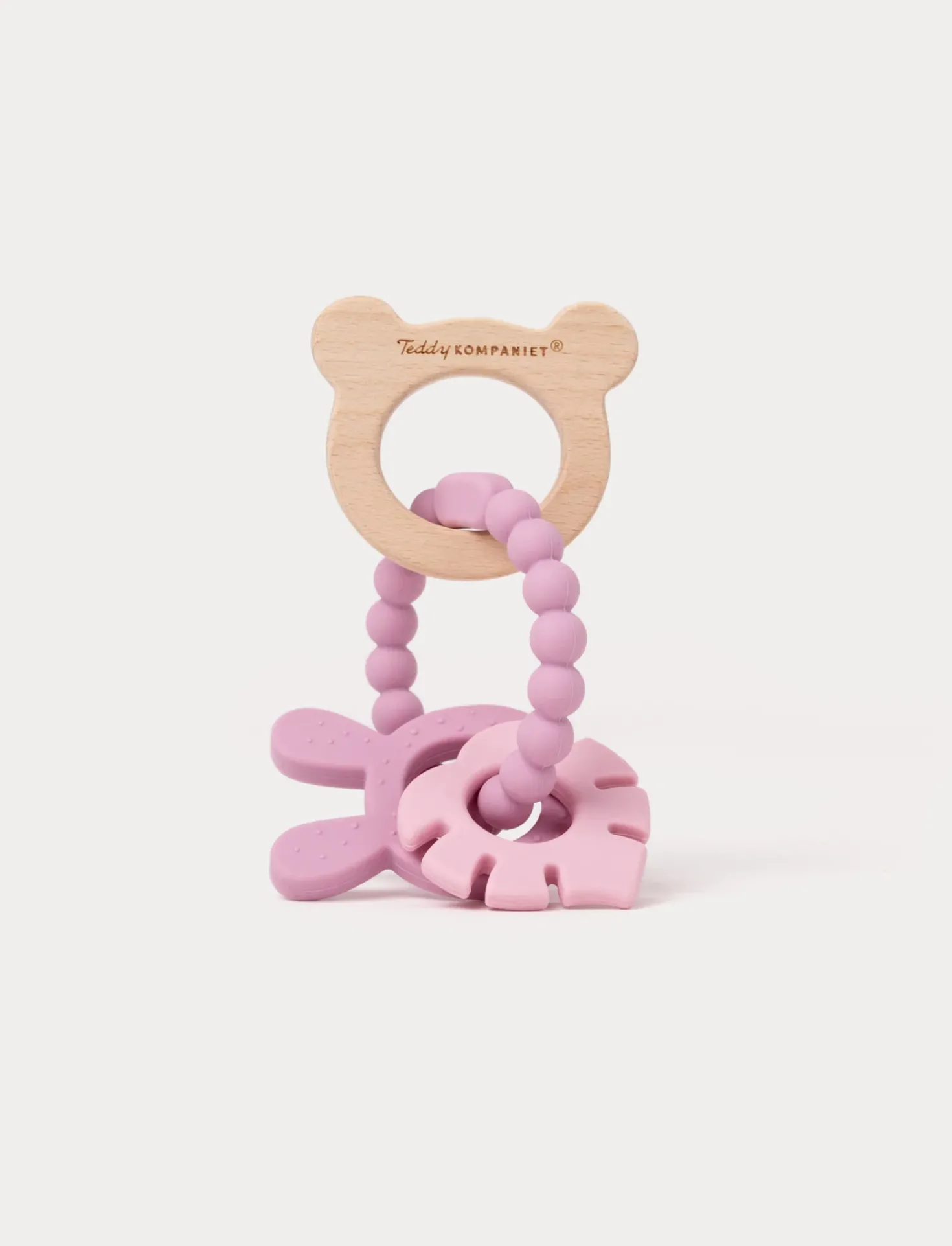 Bitring i silikon & trä, Rosa