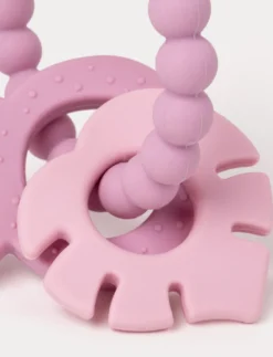 Bitring i silikon & trä, Rosa